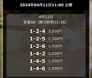 ジャックポット競艇予想無料買い目2024/04/11