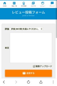 ザブーンのレビュー投稿画面