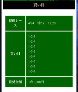 4月24日の津5R競艇ブルの無料情報画像