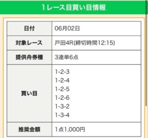 競艇ゴクラクの無料買い目6月2日