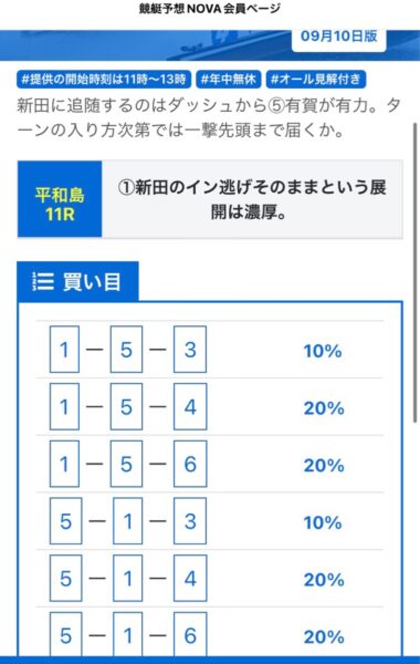 競艇novaの無料情報