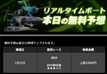 競艇リアルタイムボートの無料予想ページ